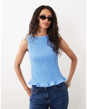ASOS Shirred Sleeveless Tank Top - Blue