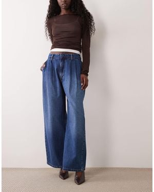 ASOS Pleat Front Horseshoe Jeans - Blue