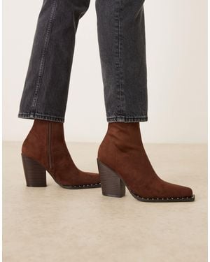 ASOS Emrys Western Sock Ankle Boots - Blue