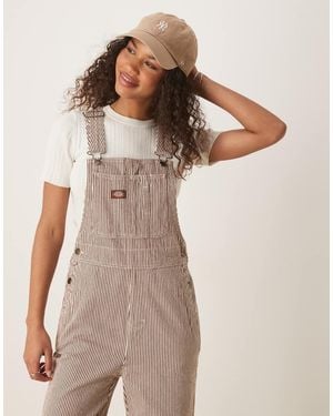 Dickies Classic Hickory Stripe Denim Dungarees - Natural