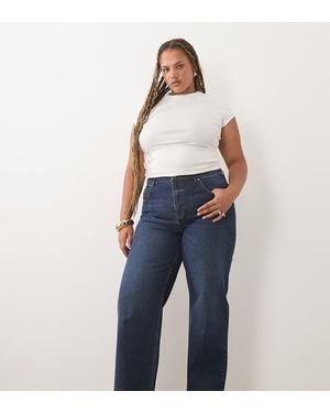 ASOS Asos Design Curve Straight Wide Leg Jeans - Blue