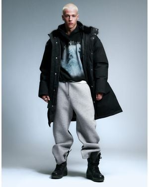 Weekday Oversized Parka With Faux Fur Hood - Black