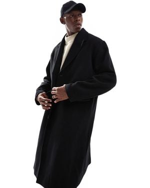 Weekday Pavo Wool Blend Long Coat - Black