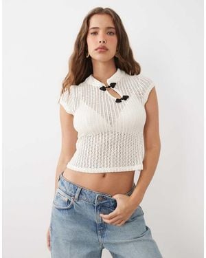 ASOS Top Met Kapmouwen En Mandarin-Kraag - Wit