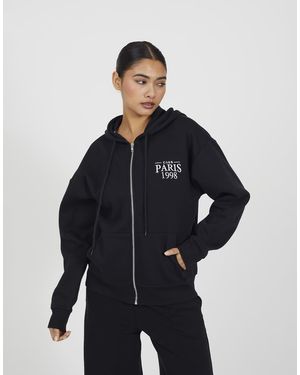 Brave Soul Sudadera Negra Con Capucha Y Cremallera De - Azul