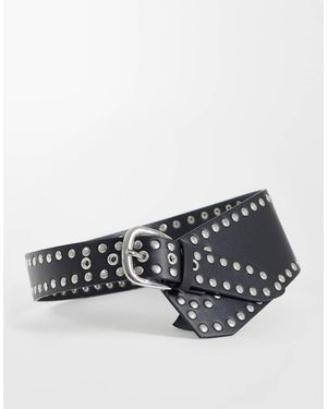 Pieces Cintura Oversize Nera Con Borchie - Nero