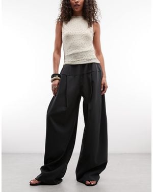 ASOS Tailored Snatch Waist Wide Leg Pant - Black