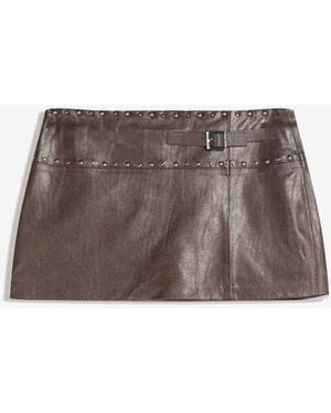 Bershka Leather Effect Mini Skirt - White