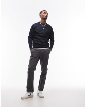 TOPMAN Straight Chino Trousers - Blue
