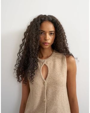 TOPSHOP Knitted Key Hole Tank Top - Brown