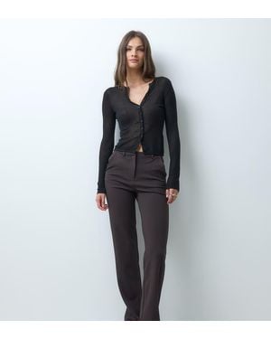 Vero Moda Straight Leg Jersey Trousers With Belt Loops - Black