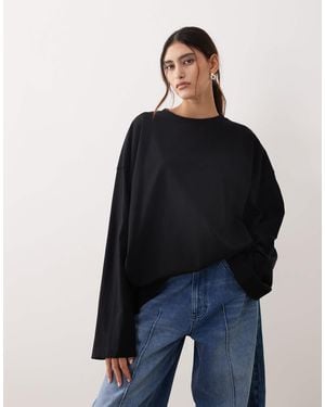 ARRANGE Cotton Oversized Long Sleeve T-shirt - Black