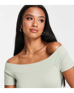 Threadbare Petite Jersey Body Met Bardot Halslijn - Grijs