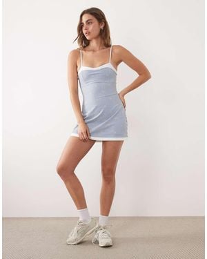 Abercrombie & Fitch Ypb Sculpt Workout Mini Dress With Sweetheart Neck - Blue