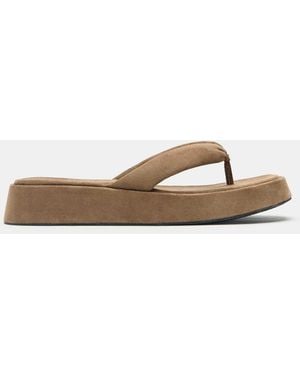 Pull&Bear – flache slider-sandalen - Grün