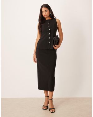 ASOS Slash Neck Button Down Midi Dress - Black
