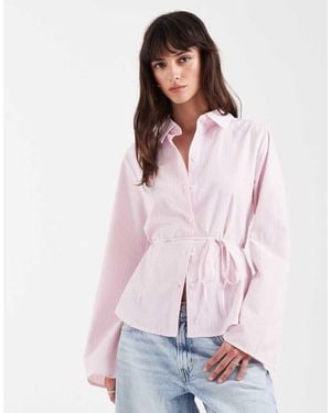 JJXX Long Sleeve Poplin Shirt With Tie Detail - Pink