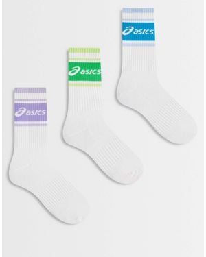 Asics – 3er-pack mehrfarbige crew-socken - Weiß