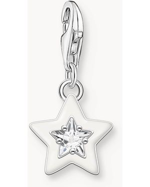 Thomas Sabo – sternförmiger charm-anhänger aus 925er sterling mit weißem schmuckstein und emaillierung