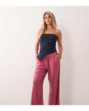 Miss Selfridge Linen Look Pull On Trouser - Red