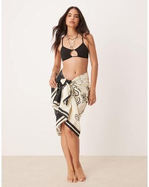 ASOS Billie Beach Sarong On Bandana Print - Natural