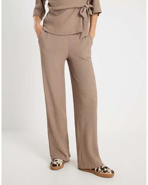 River Island Textured Wide Leg Trousers - Natural