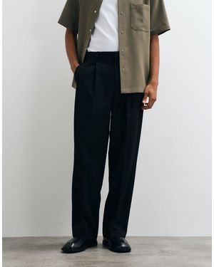 ASOS Wide Leg Tailored Pants With Front Pleats - Black