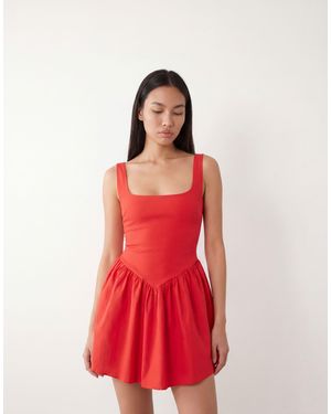 Vesper – mini-skater-kleid aus bengaline - Rot