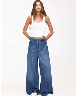 Pull&Bear Jeans Extra Ampi Oversize A Fondo Ampio - Blu
