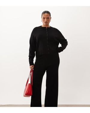 ASOS Asos Design Curve Compact Knit Straight Leg Trousers - Black