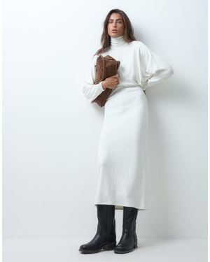 ASOS Supersoft Drape Batwing Midi Dress - White