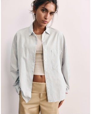 Pull&Bear Gestreiftes hemd mit stickerei - Grau