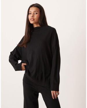 Mango Plegamm Knit High Neck Sweater - Black