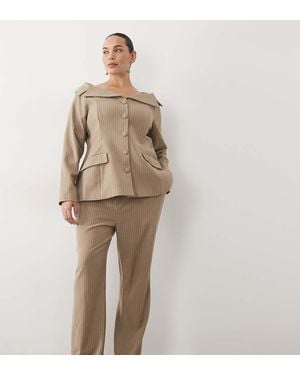 ASOS Curve Pantalón De Sastre De Raya Diplomática-Multi - Neutro