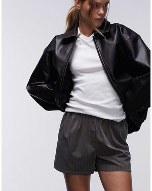 TOPSHOP Pinstripe Boxer Short - Black