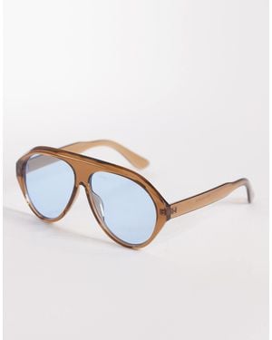 Kaiia Exclusive Lens Aviator Sunglasses - Brown