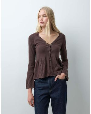 ASOS Cárdigan De Punto Con Sobrefalda En - Marrón