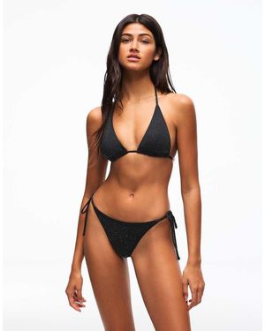 Bershka Strass Triangle Bikini Top - Black