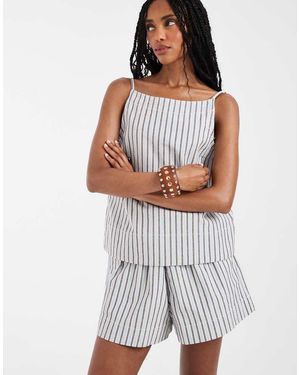 Pieces Square Neck Denim Top - White
