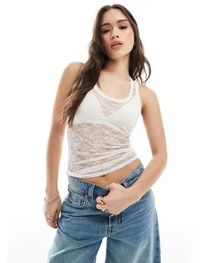 Monki Canotta Bianca - Blu