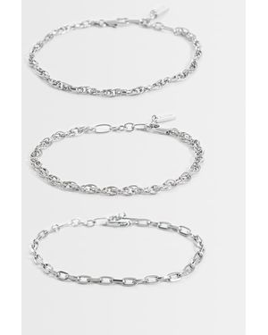 ASOS Set Da 3 Bracciali Con Catene Miste - Grigio