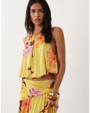 ASOS Co-Ord Haltertop Met Bubbelzoom En Bloemenprint - Meerkleurig