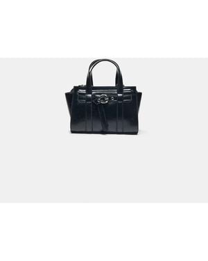 Stradivarius Mini Tote Bag With Buckle - Blue