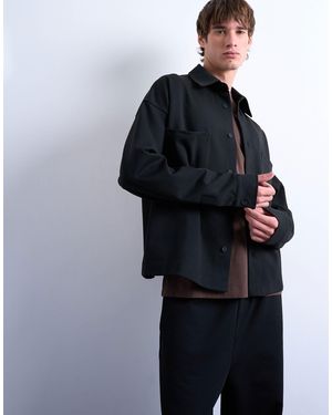 TOPMAN Fit Double Pocket Jersey Jacket - Blue