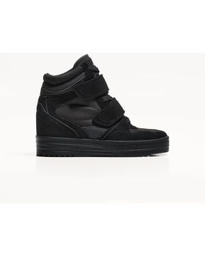Bershka High Top Trainers With Inner Wedge - Black