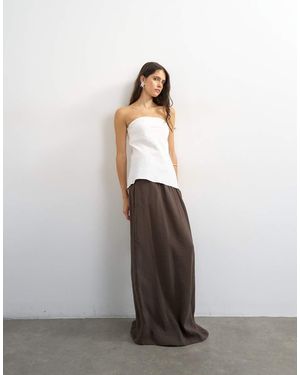 TOPSHOP Tie Waist Slouchy Slim Maxi Skirt - Grey