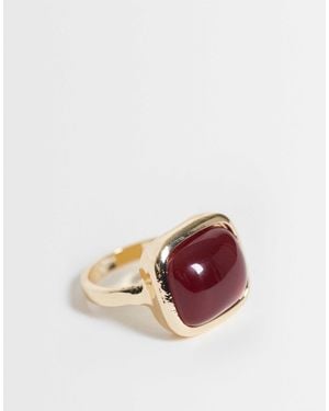 ASOS Ring With Square Burgundy Resin Stone - Pink