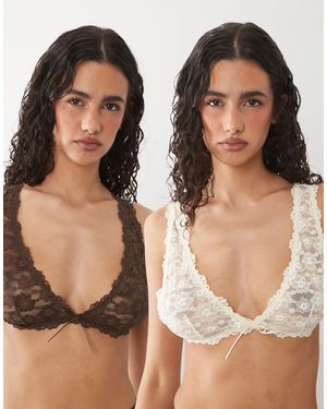 ASOS – ava – 2er-pack spitzen-bustiers - Braun