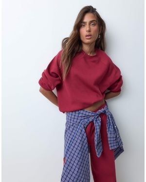 ASOS Regular Raglan Brushback Sweatshirt - Red