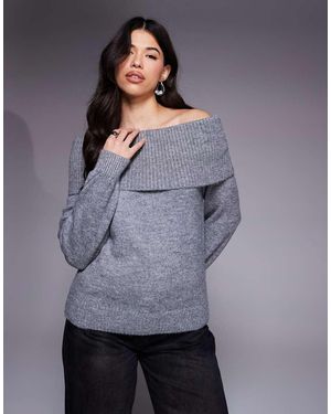 River Island Knitted Bardot Top - Grey